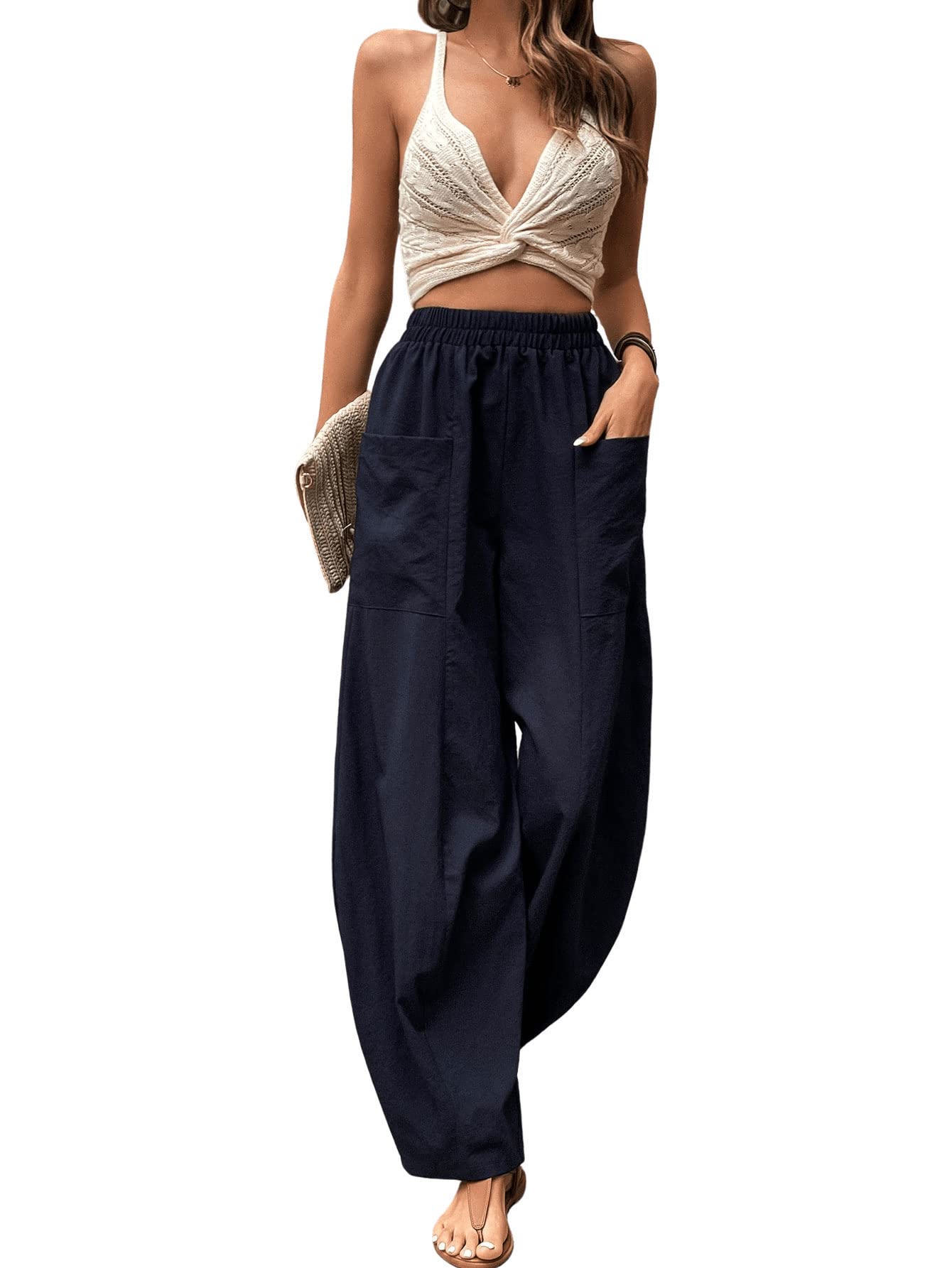 Up To 52% Off on Womens Wide Leg High Waist Ca... | Groupon Goods